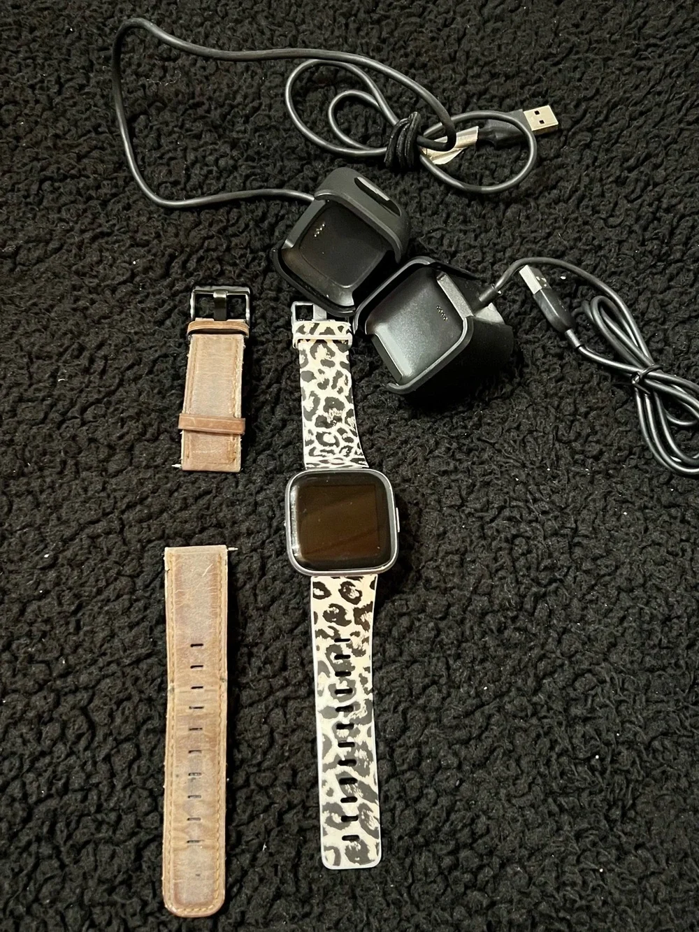 Fitbit Versa 2  Fitness Smartwatch with Leopard Accent Band